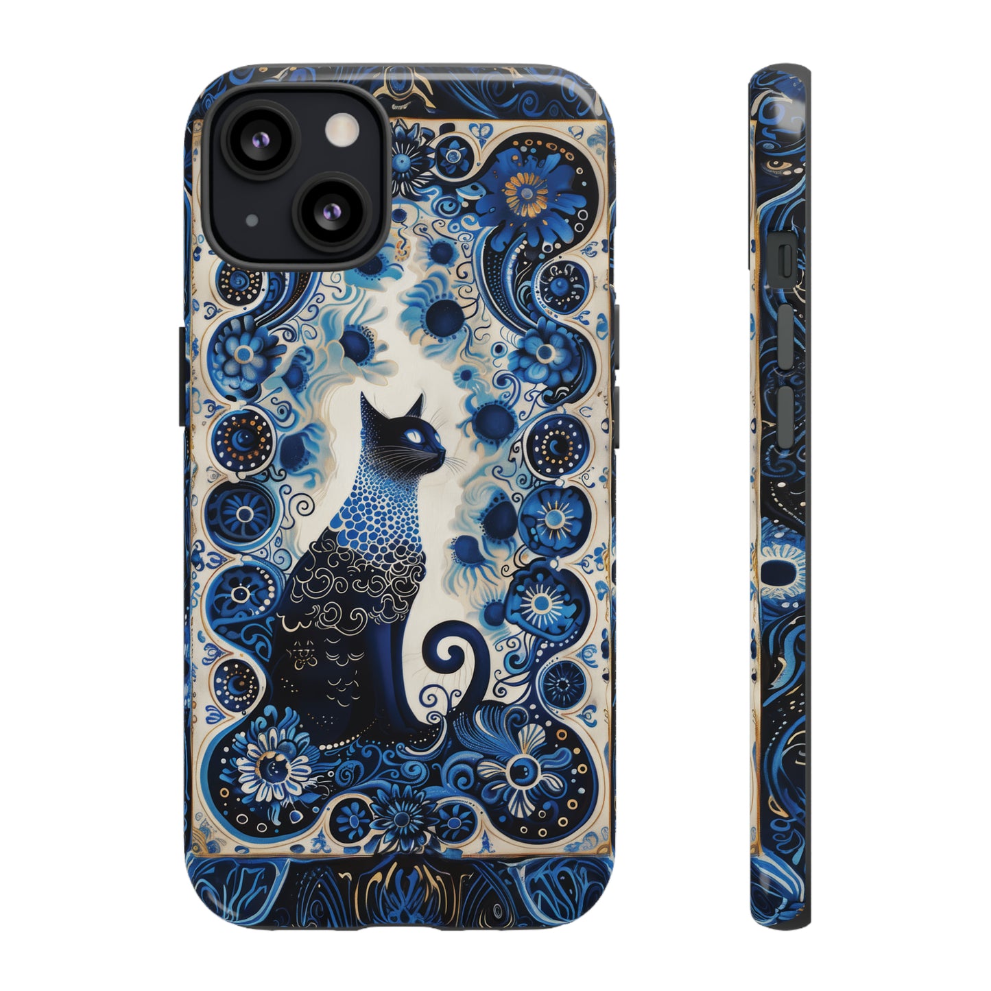 Black cat in frame Tough Cases