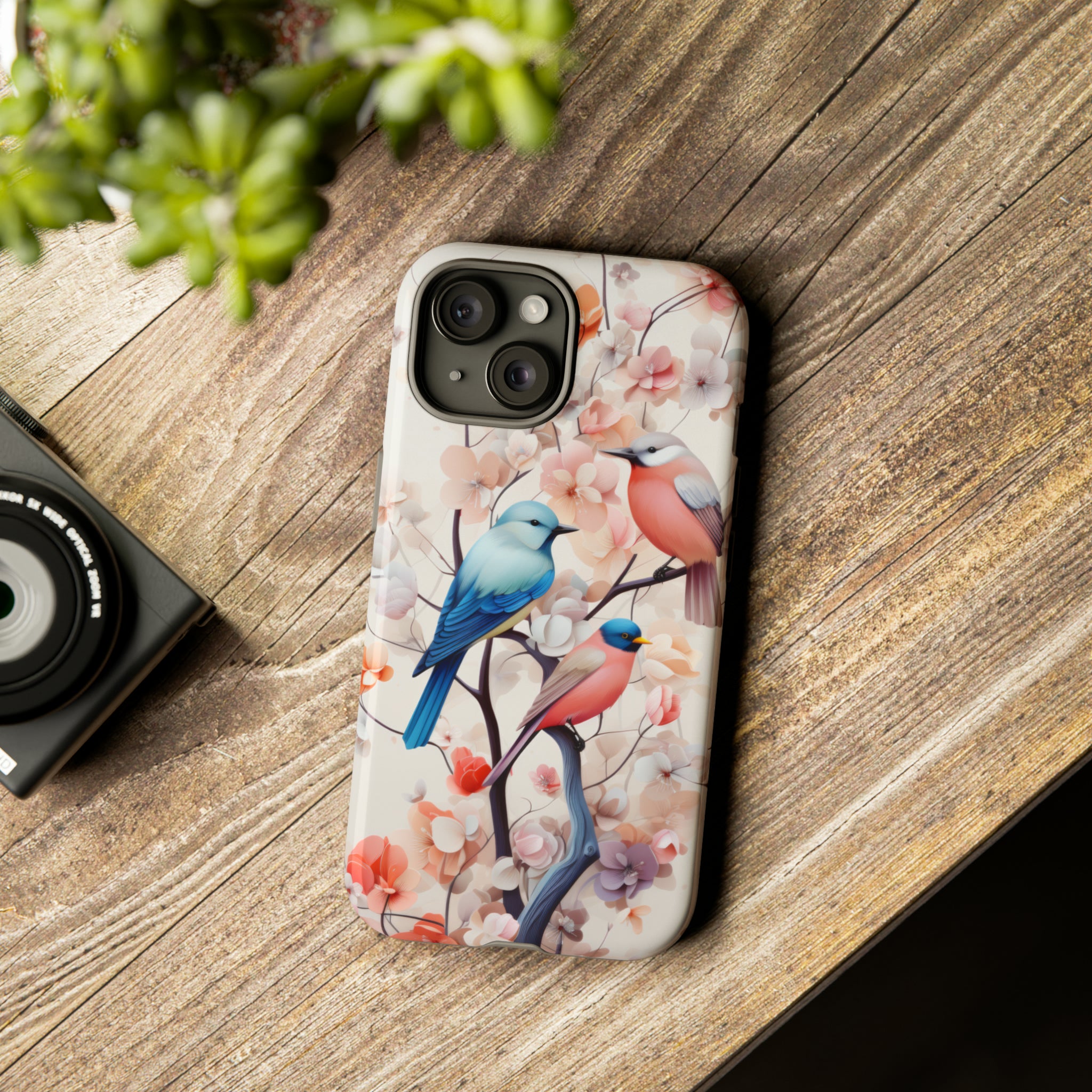 Three birds on a branch water color Tough Cases