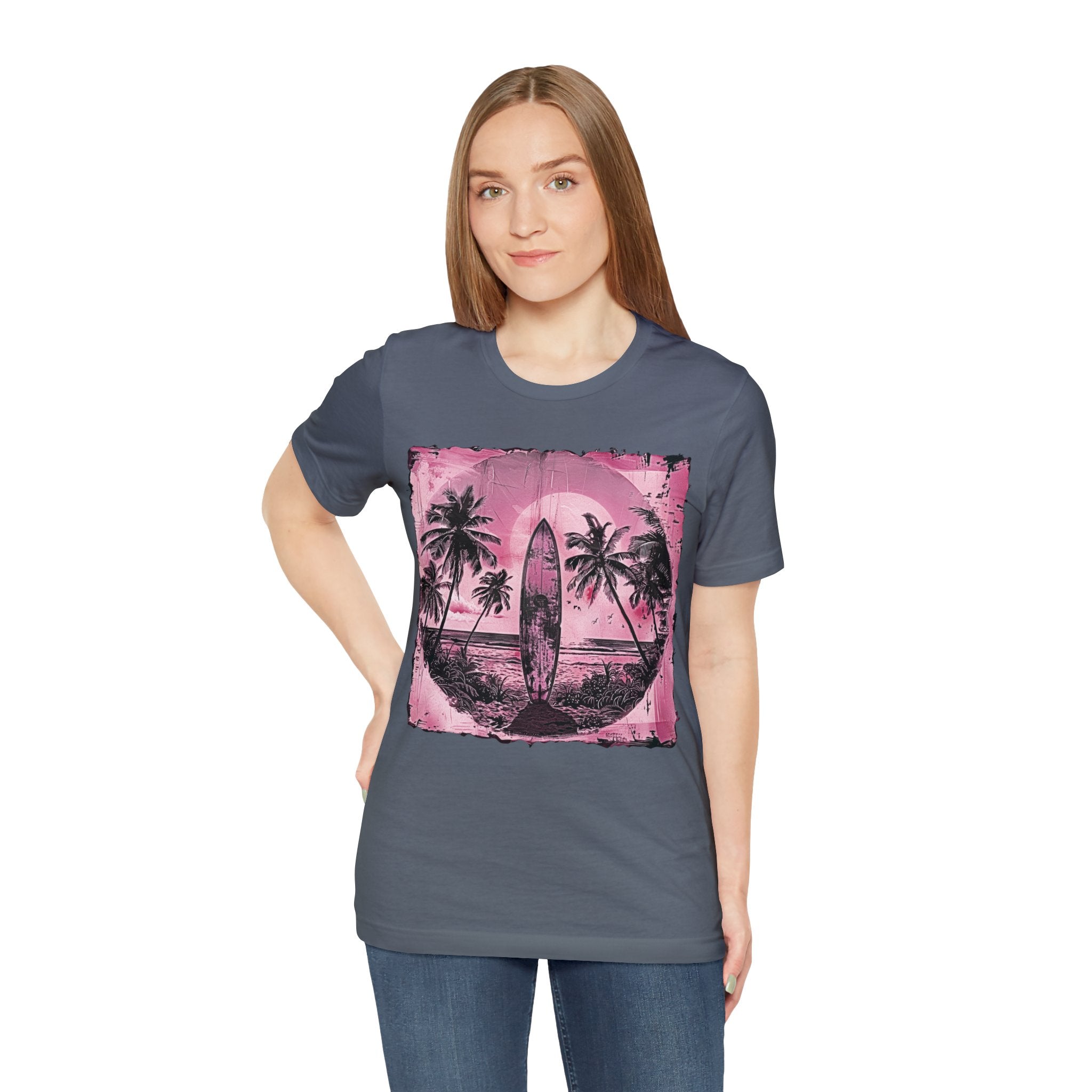 Pink vintage surfboard Unisex Jersey Short Sleeve Tee
