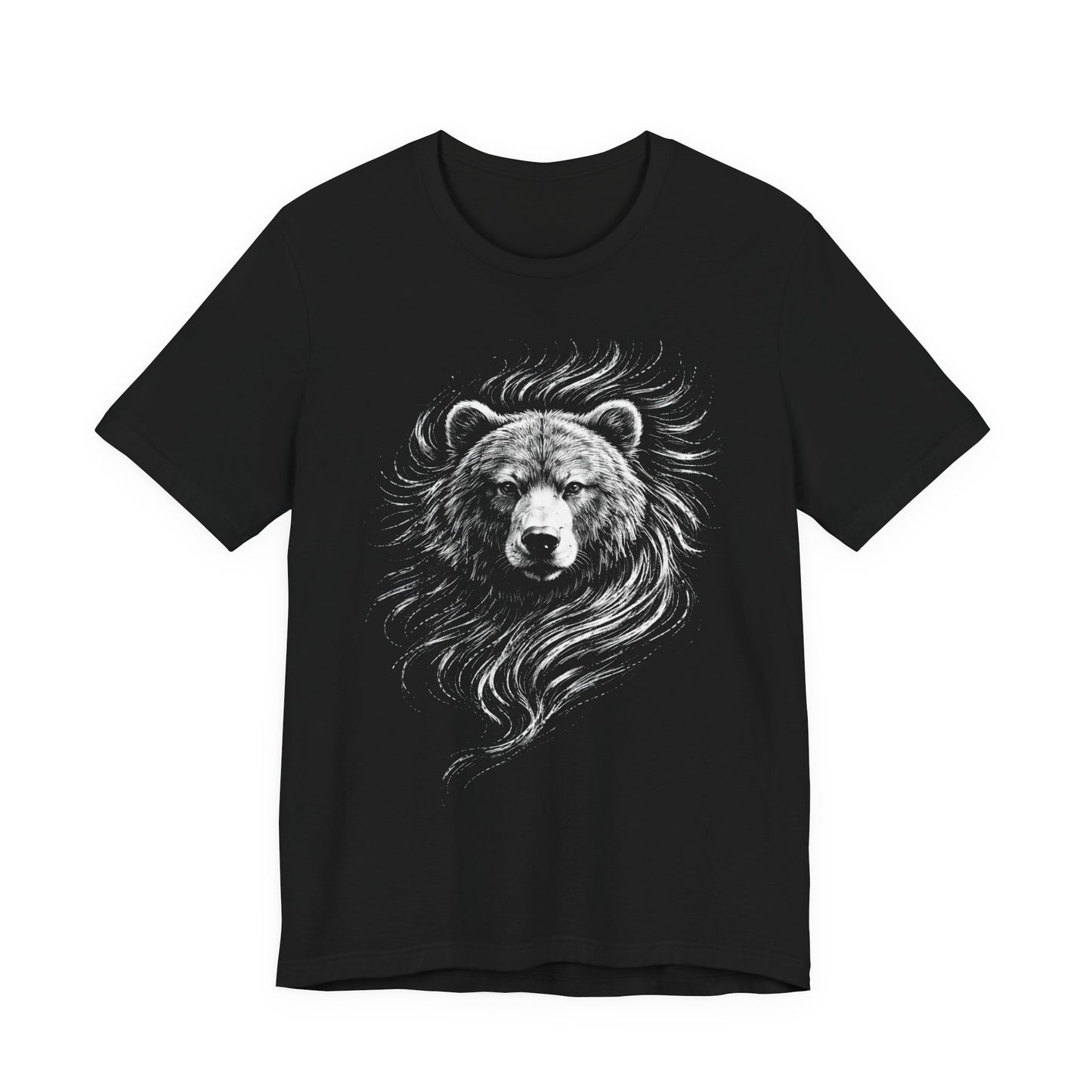 Grizzly Bear Portrait T-Shirt | Hand-Drawn Wildlife Tee in chalk style