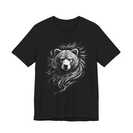 Grizzly Bear Portrait T-Shirt | Hand-Drawn Wildlife Tee in chalk style