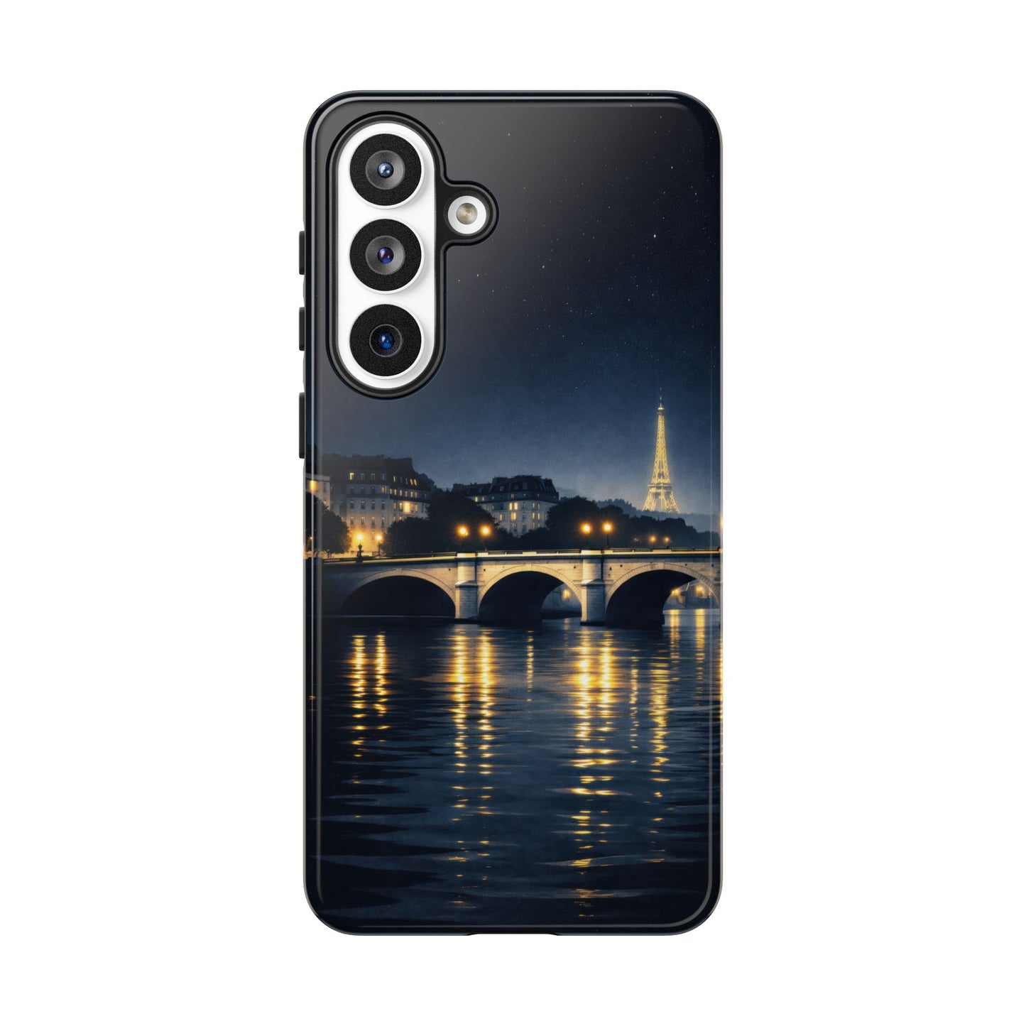 Paris Night Skyline Tough Phone Case — Eiffel Tower Reflections