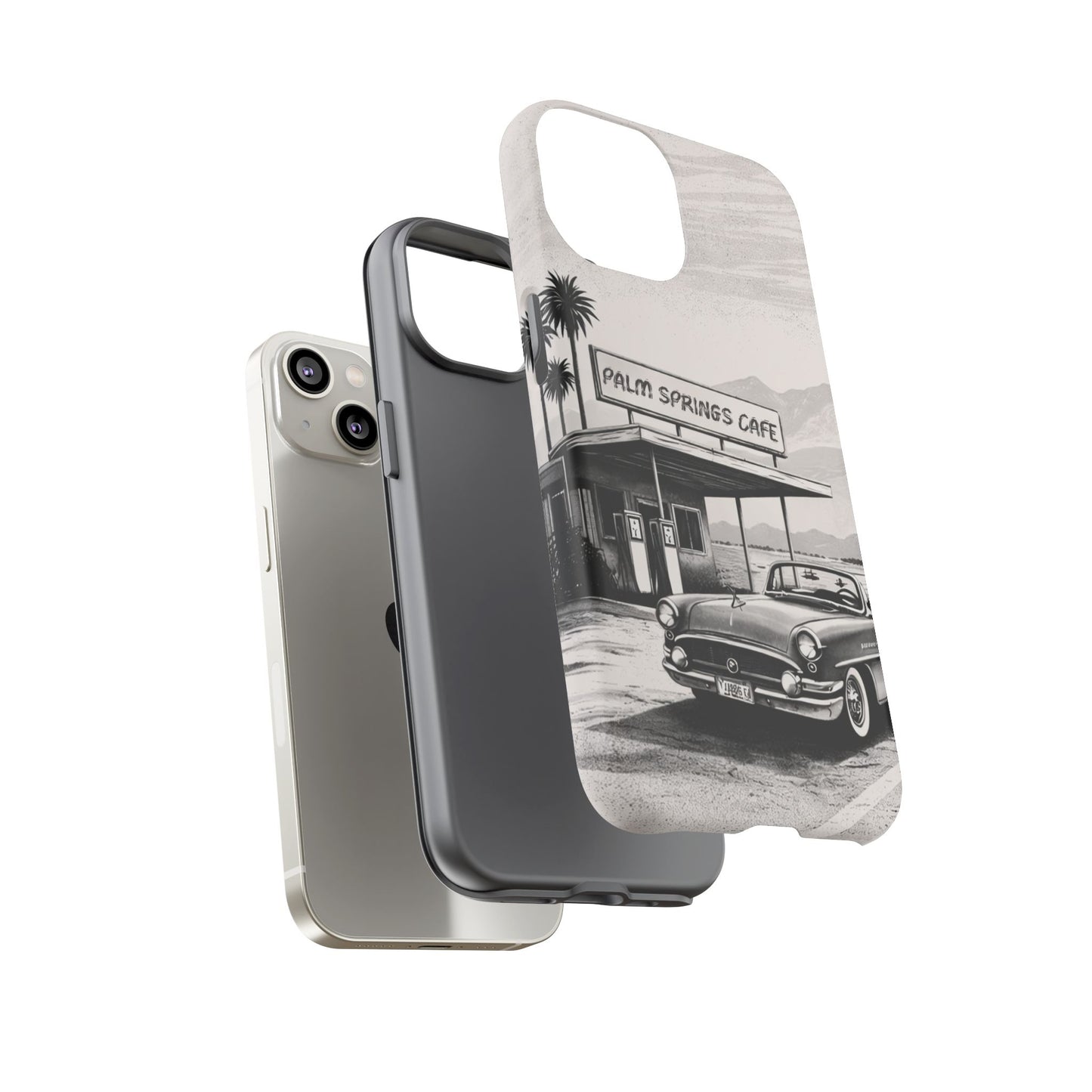 Vintage Palm Springs Cafe Phone Case – Retro Convertible Roadtrip Design