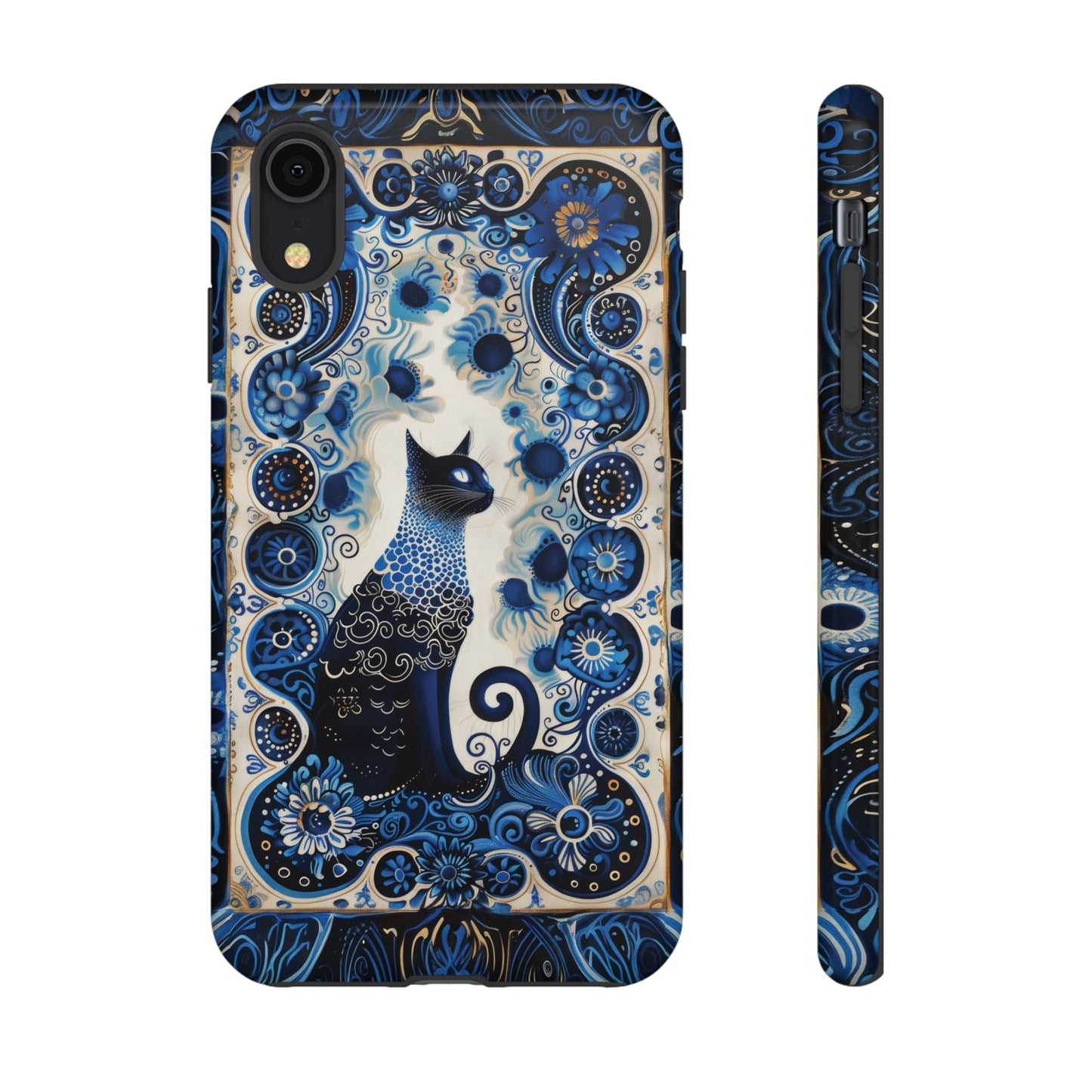 Black cat in frame Tough Cases