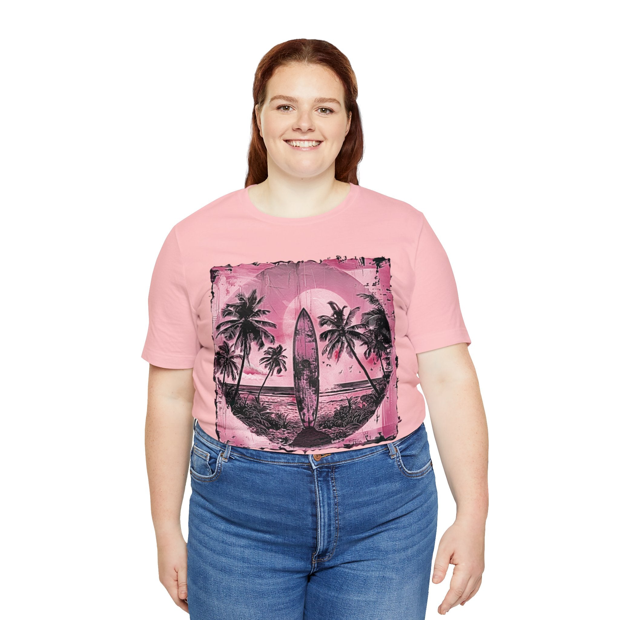 Pink vintage surfboard Unisex Jersey Short Sleeve Tee