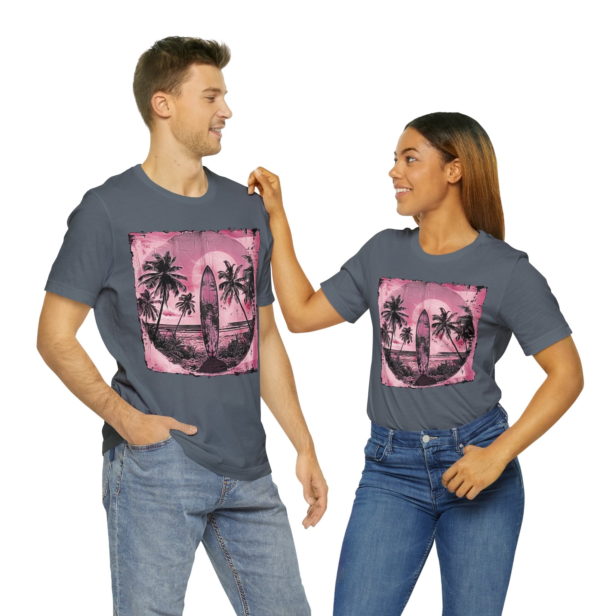 Pink vintage surfboard Unisex Jersey Short Sleeve Tee