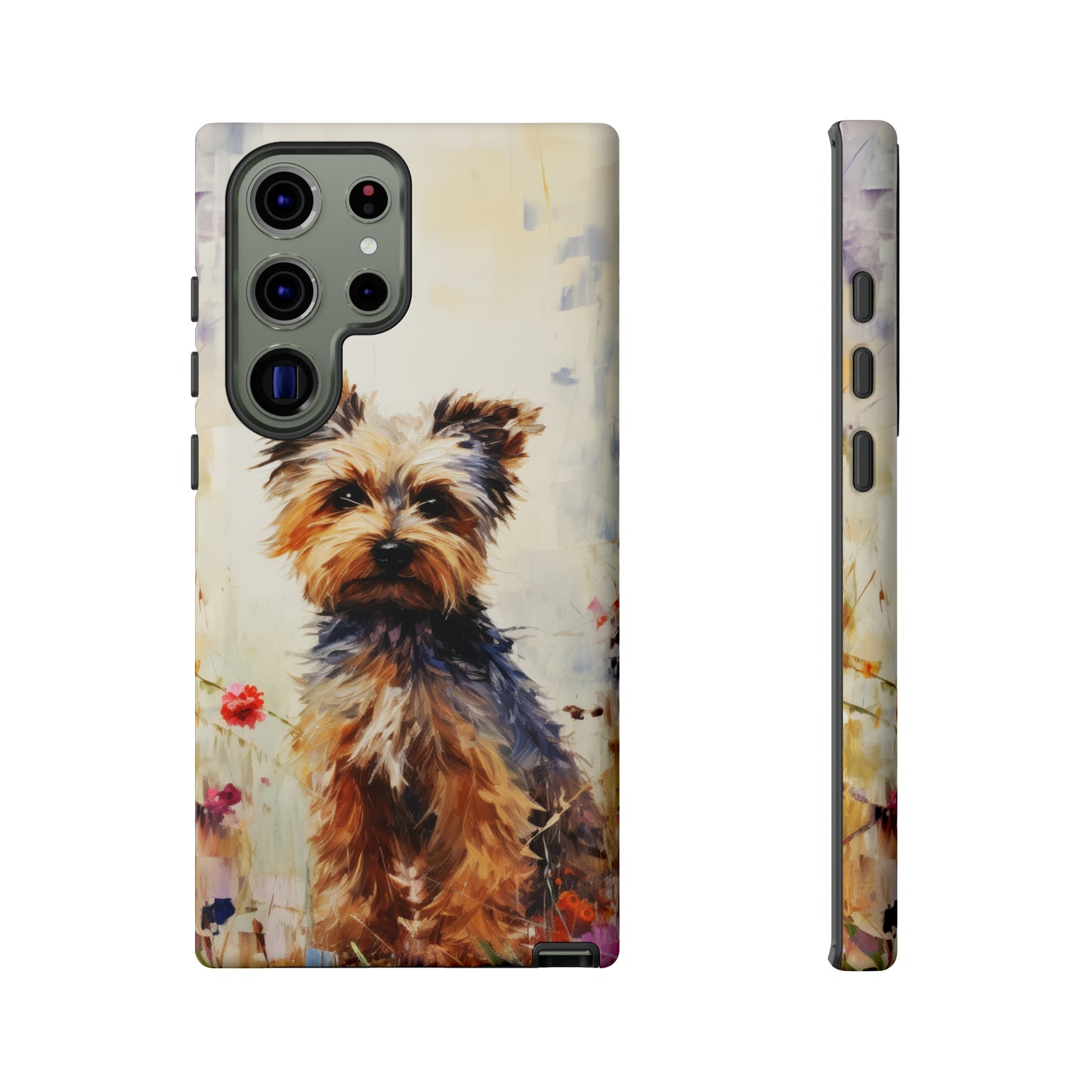 Yorkie in flowers Tough Cases