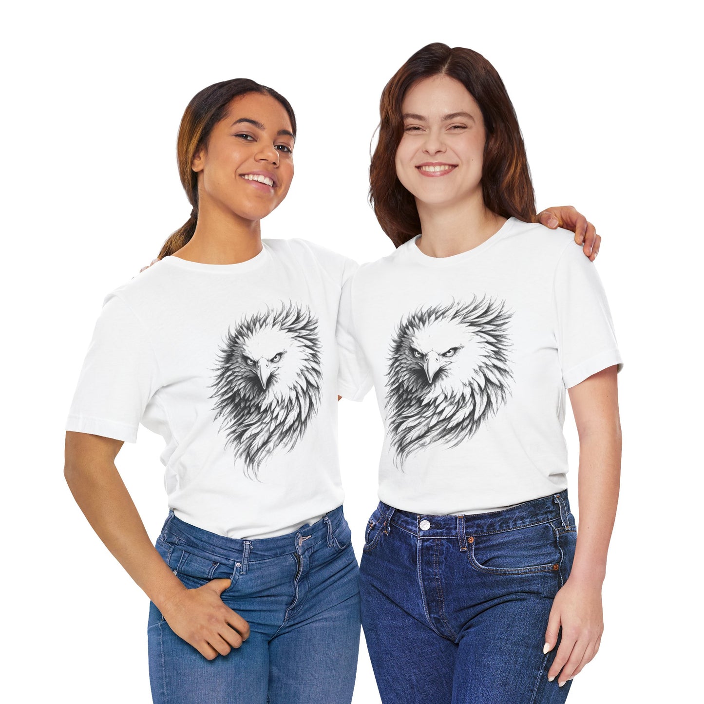 Eagle Head Sketch Tee — Detailed Black & White Bald Eagle Illustration in charcoal T-Shirt