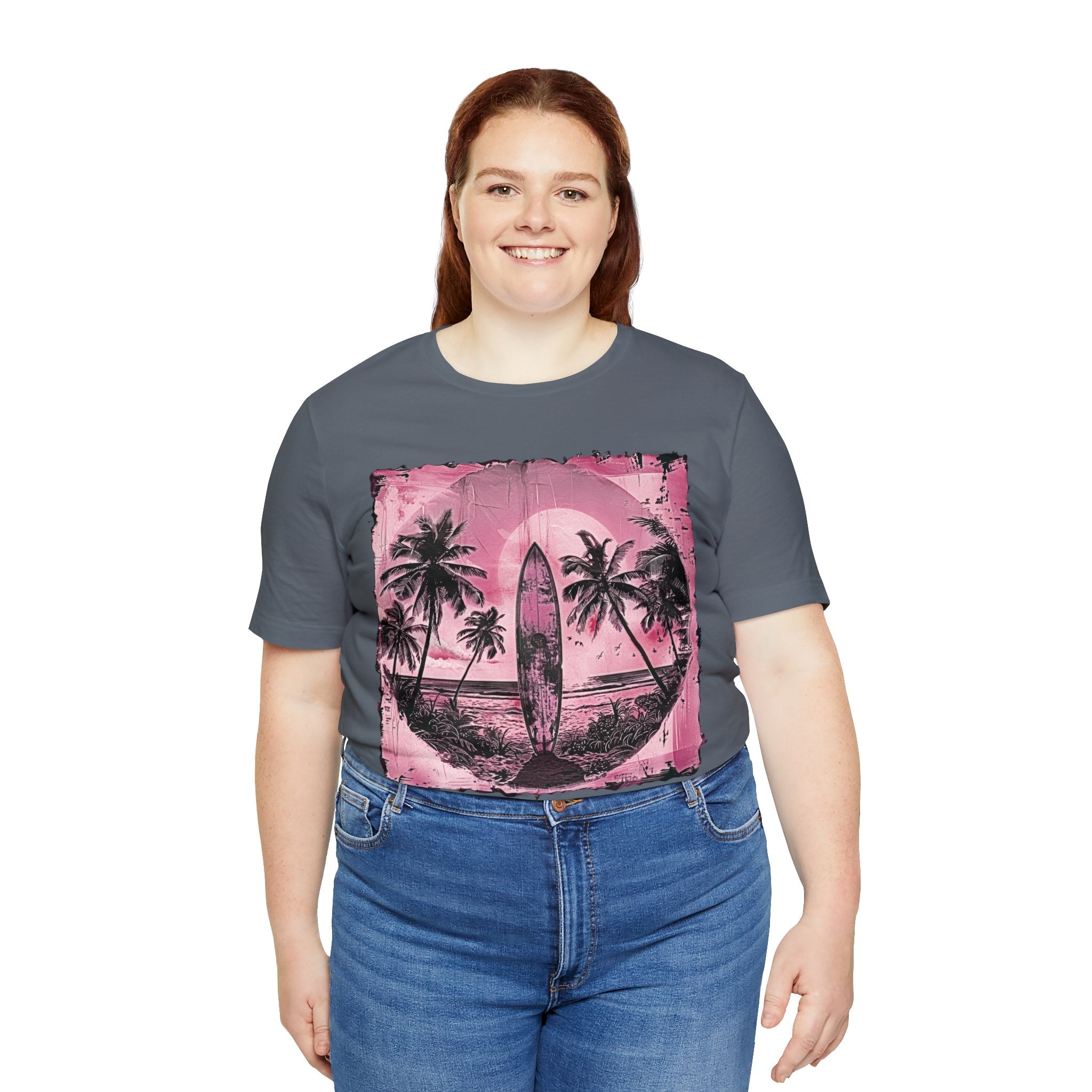 Pink vintage surfboard Unisex Jersey Short Sleeve Tee