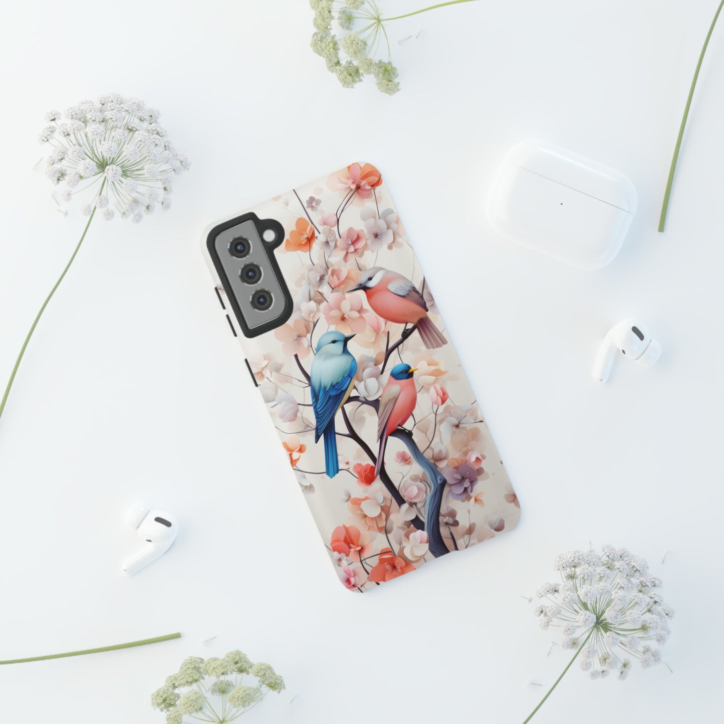 Three birds on a branch water color Tough Cases