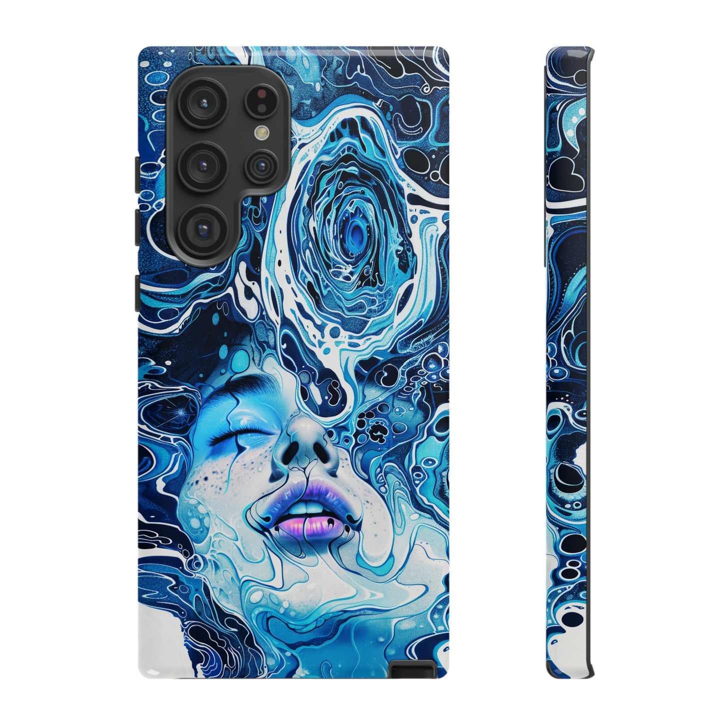 Phone Case, whimsical water fantasy design, blue woman in water, Artistic design, Tough Case, , iPhone 15, 14, 13, 12, 11, Samsung, Pixel