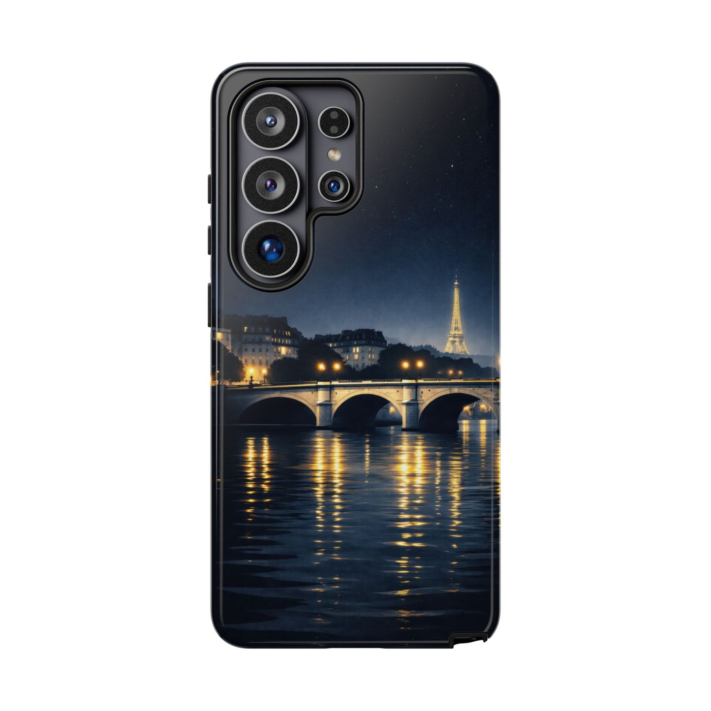 Paris Night Skyline Tough Phone Case — Eiffel Tower Reflections