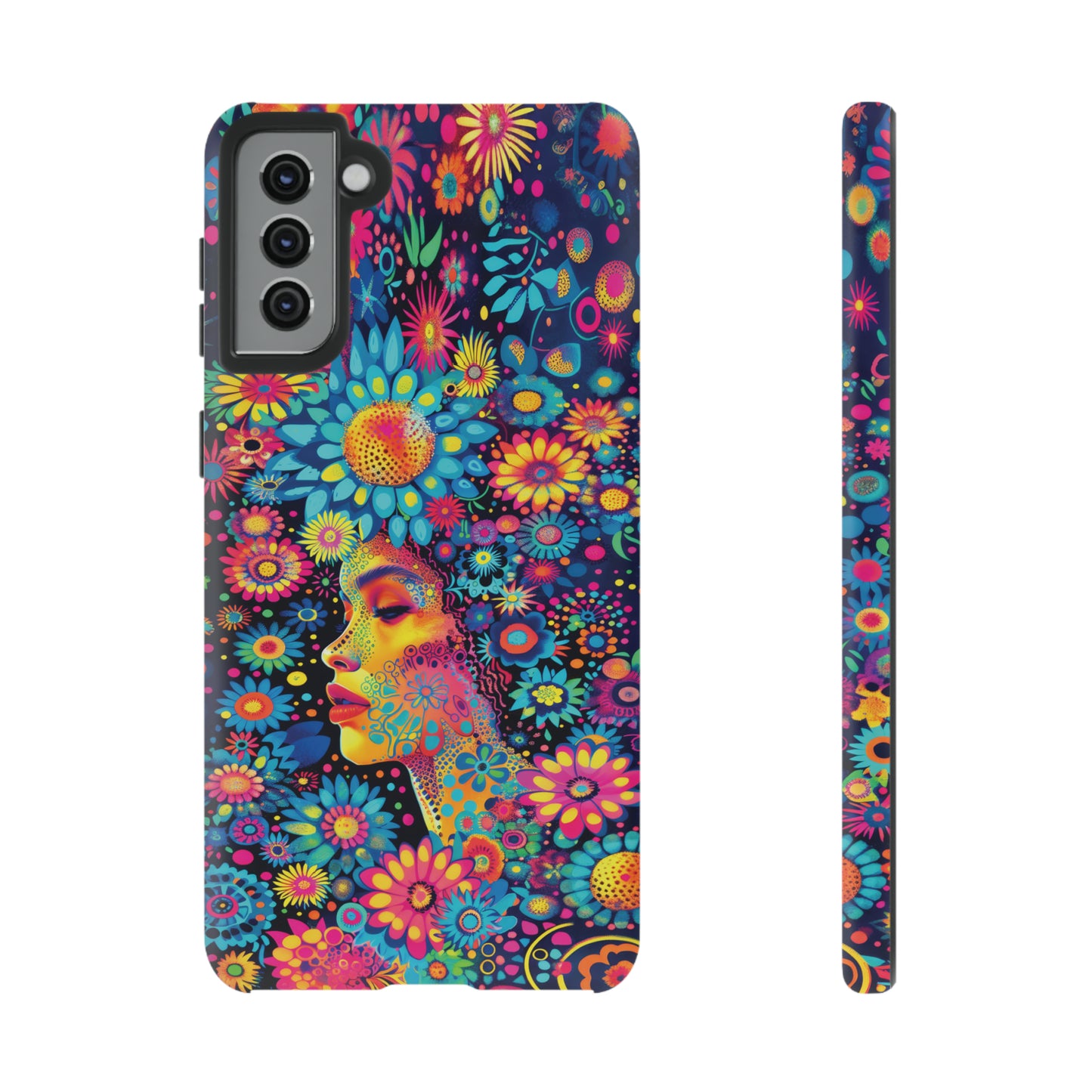 Phone Case, whimsical flower girl, Artistic design, Tough Case, Colorful flower fantasy design, iPhone 15, 14, 13, 12, 11, Samsung, Pixel