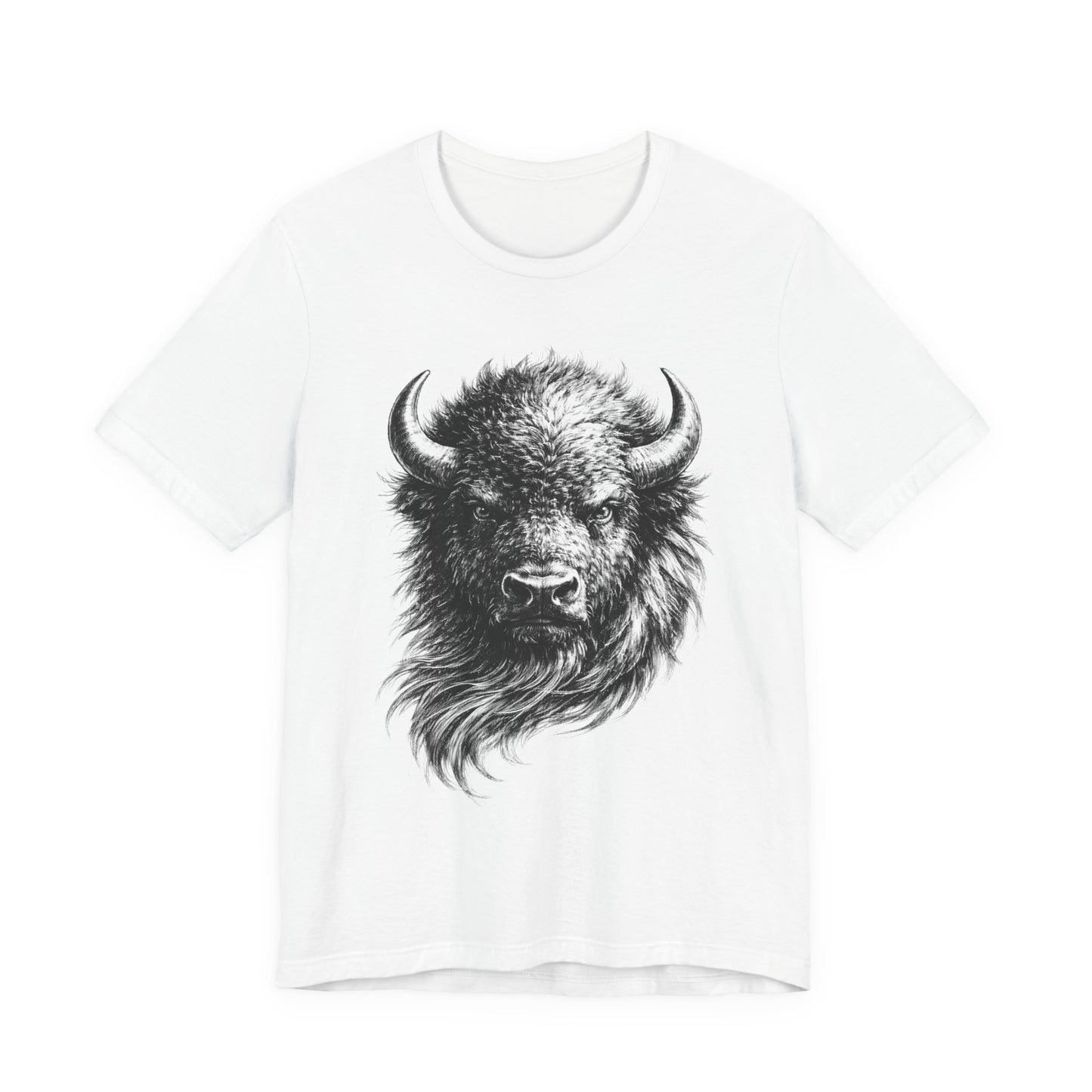 Bison Head Graphic Tee — Vintage Buffalo Illustration in charcoal drawing style T-Shirt