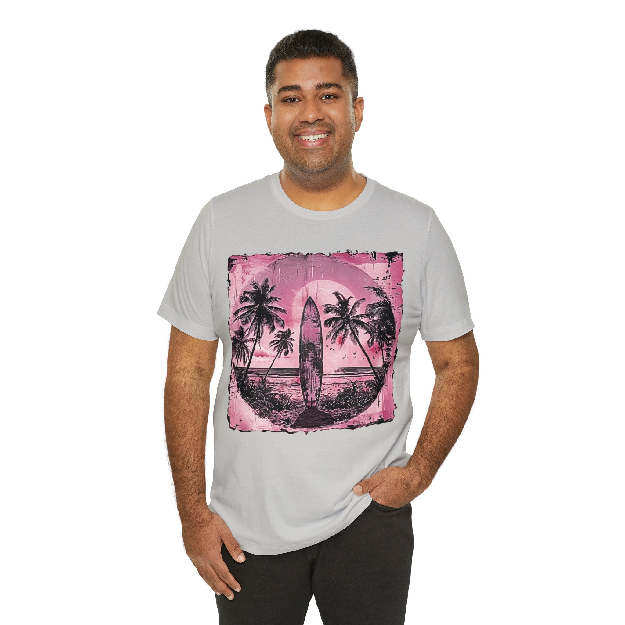 Pink vintage surfboard Unisex Jersey Short Sleeve Tee