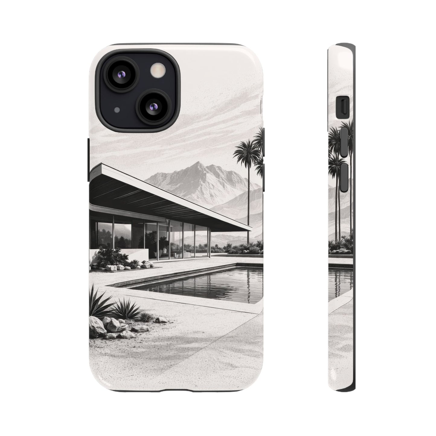 Mid-Century Palm Springs Phone Case – Retro Modern Desert House Design