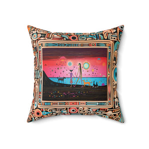 Black Sand Beach Square Pillow