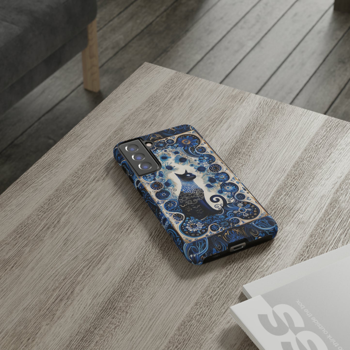 Black cat in frame Tough Cases