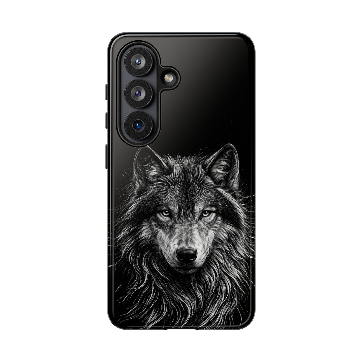 Wolf drawing Phone Case - Tough and Stylish Black Design
