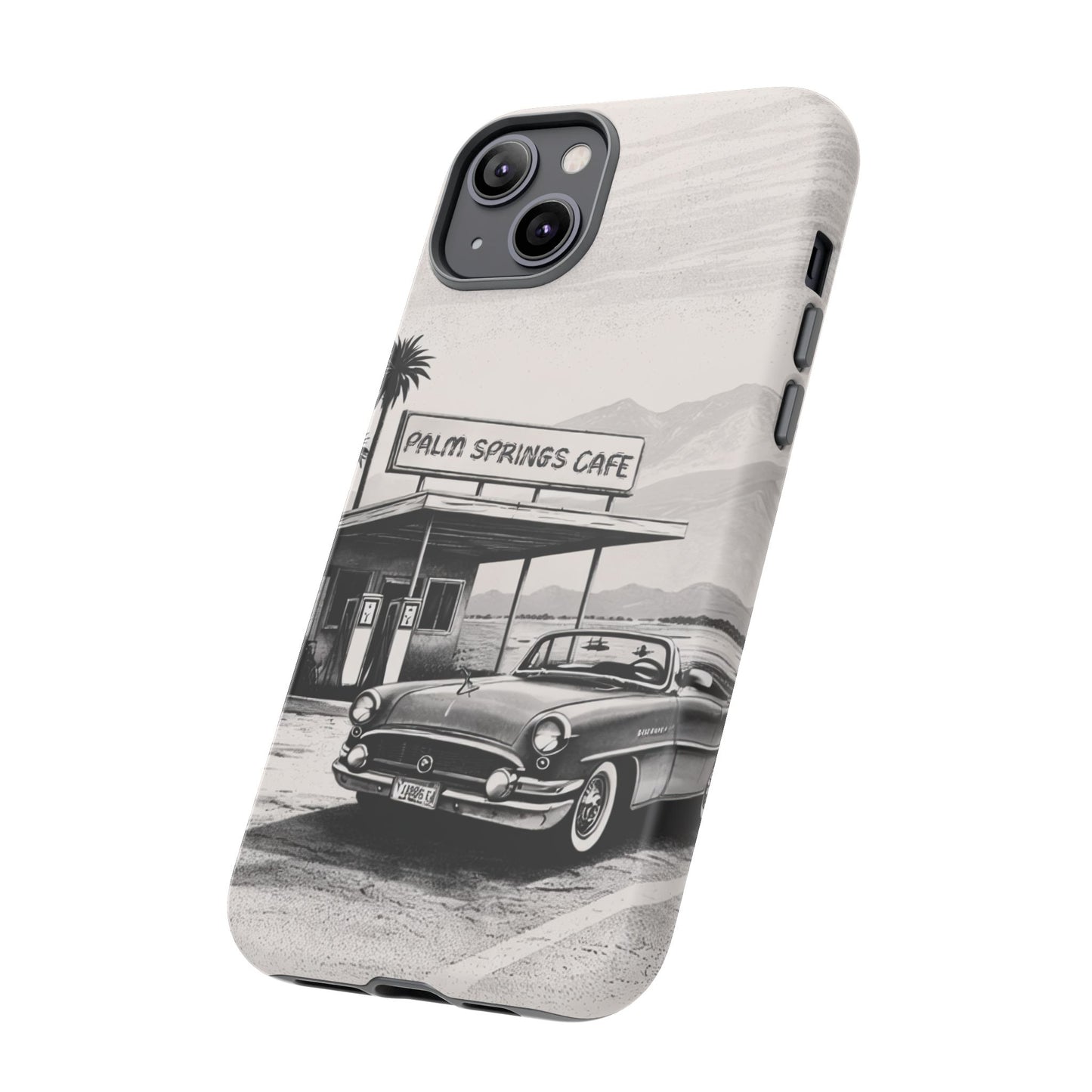 Vintage Palm Springs Cafe Phone Case – Retro Convertible Roadtrip Design