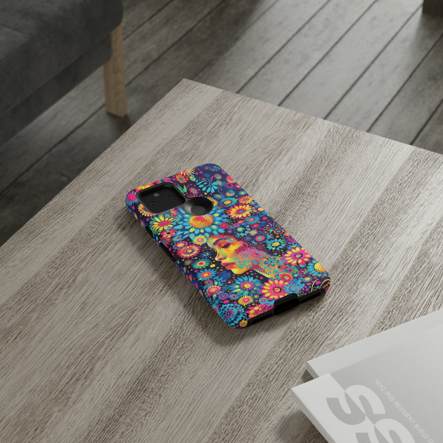 Phone Case, whimsical flower girl, Artistic design, Tough Case, Colorful flower fantasy design, iPhone 15, 14, 13, 12, 11, Samsung, Pixel