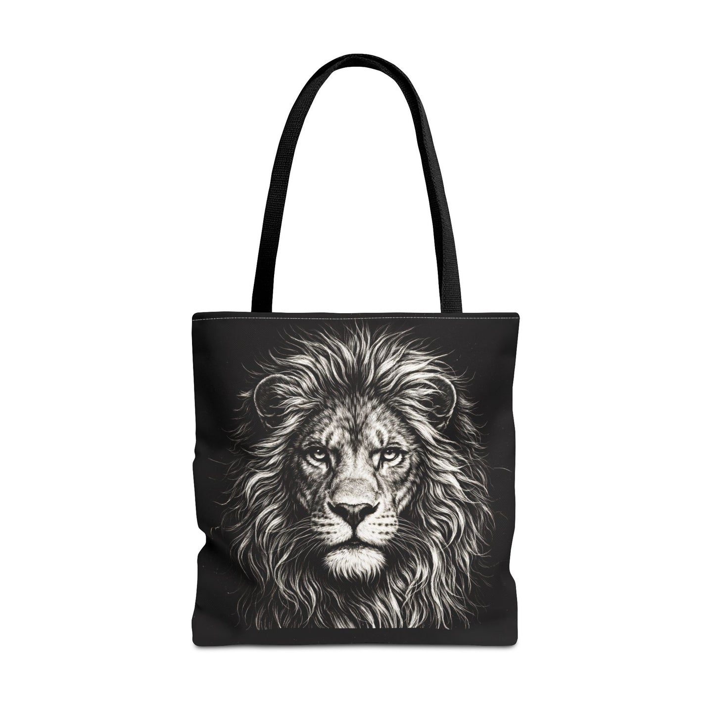Majestic Lion Drawing Tote Bag – Black Lion Portrait All-Over Print