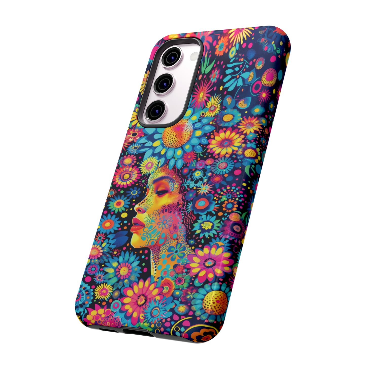 Phone Case, whimsical flower girl, Artistic design, Tough Case, Colorful flower fantasy design, iPhone 15, 14, 13, 12, 11, Samsung, Pixel