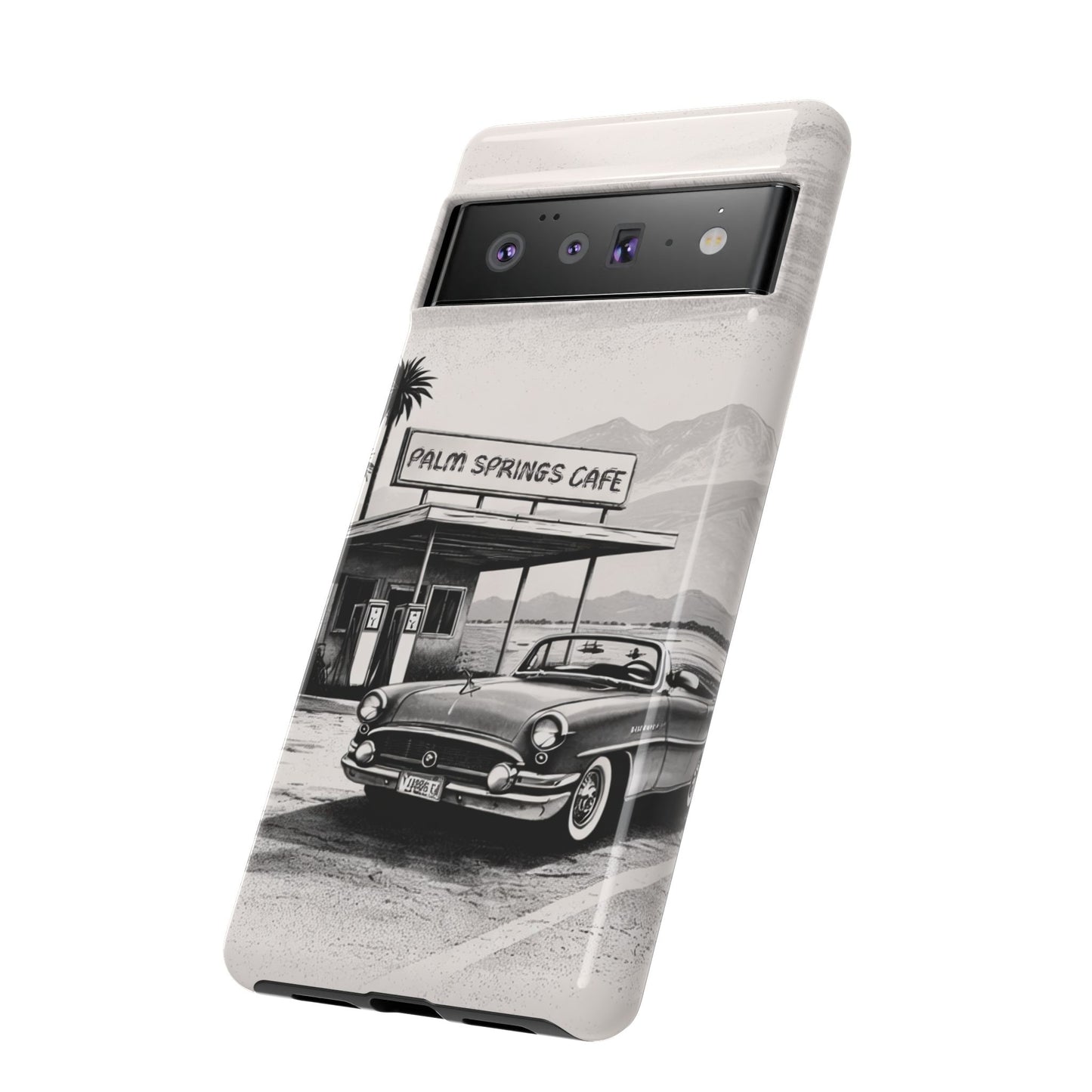 Vintage Palm Springs Cafe Phone Case – Retro Convertible Roadtrip Design