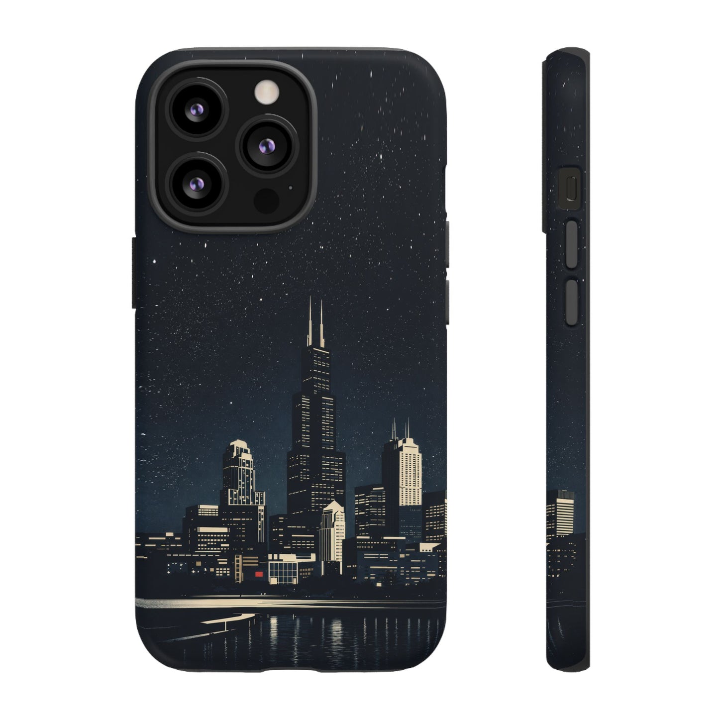 Chicago City Skyline Tough Phone Case – Nighttime Chicago Skyscraper Design
