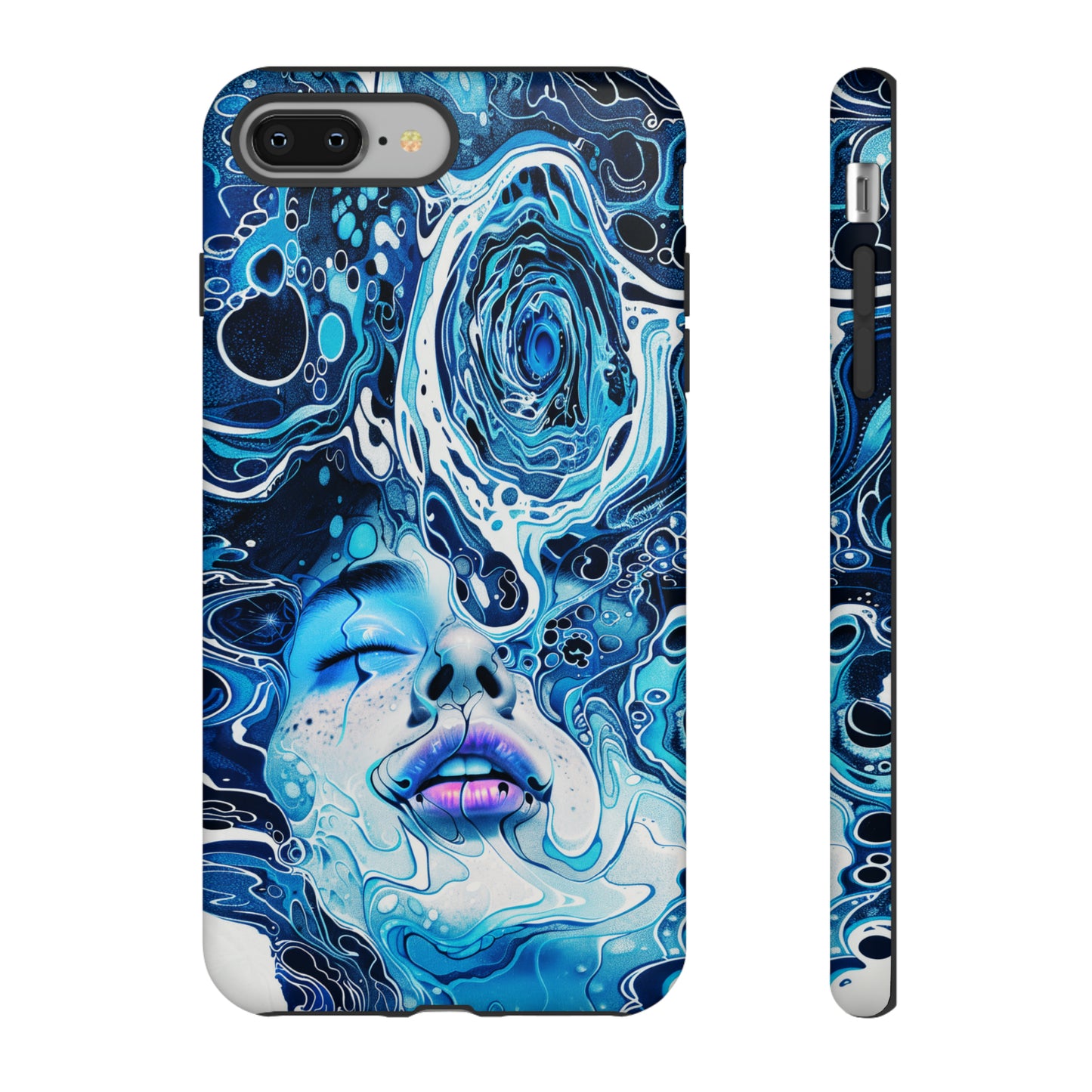 Phone Case, whimsical water fantasy design, blue woman in water, Artistic design, Tough Case, , iPhone 15, 14, 13, 12, 11, Samsung, Pixel