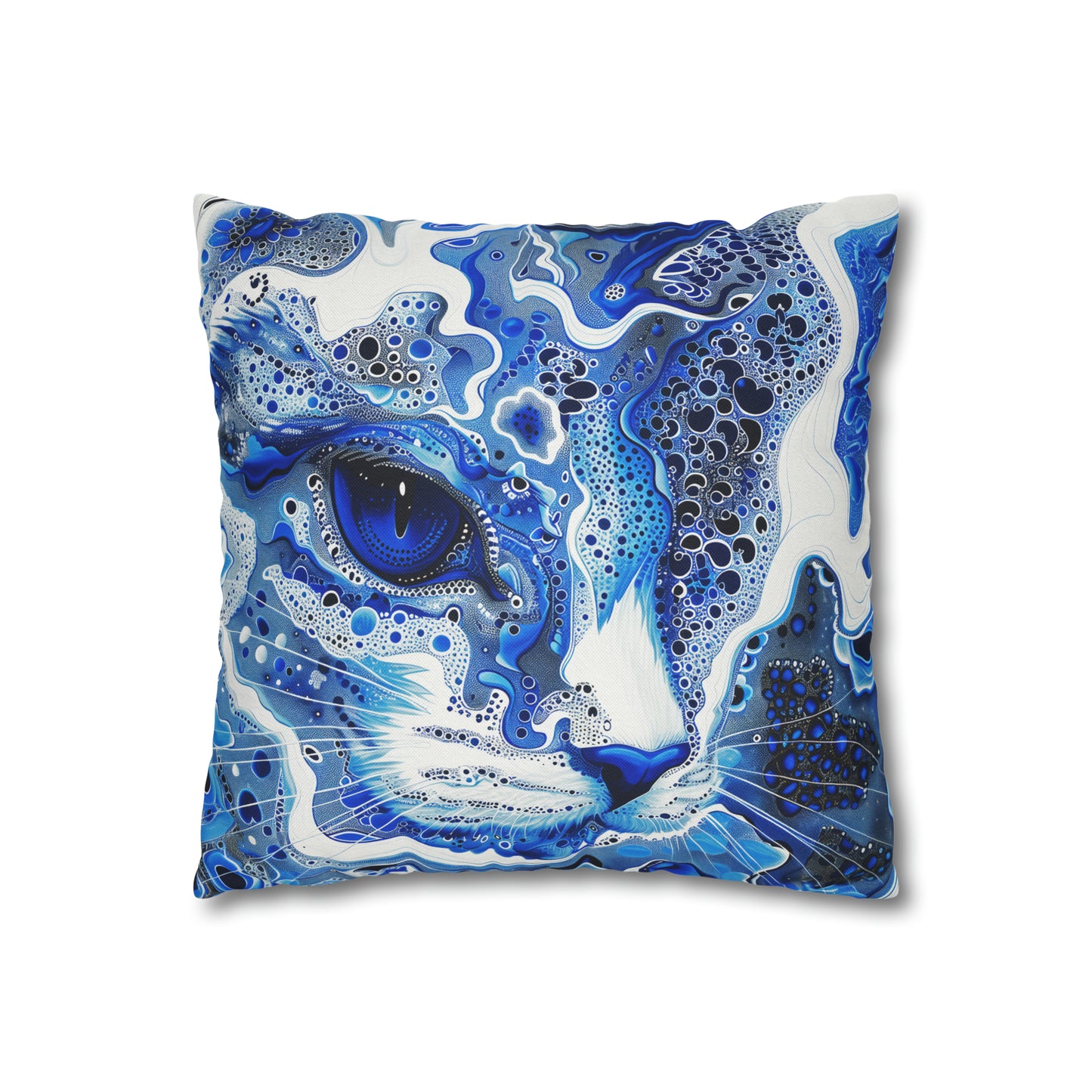 Modern style Blue cat pillow, beautiful animal accent pillow, Home decor for cat lover, unique whimsical cat theme, abstract art  style, case only