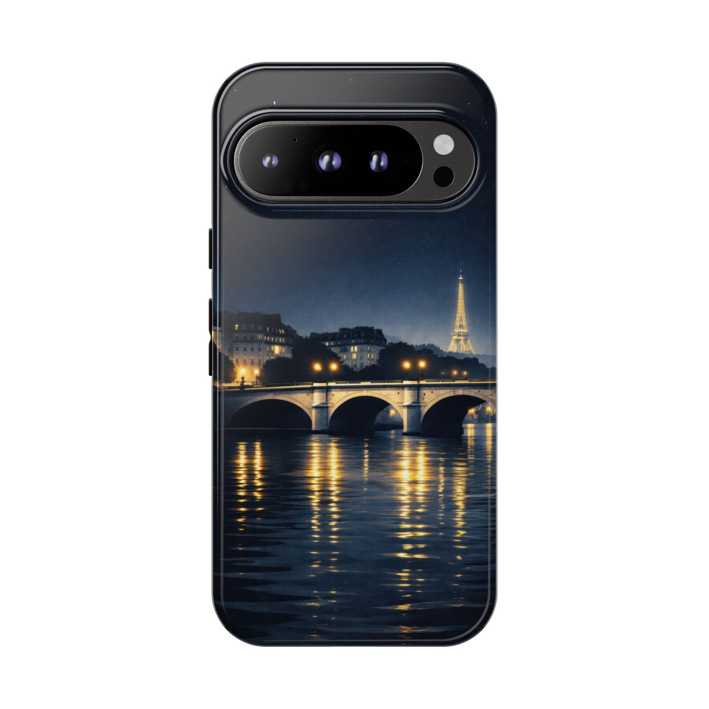 Paris Night Skyline Tough Phone Case — Eiffel Tower Reflections