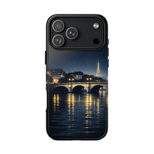 Paris Night Skyline Tough Phone Case — Eiffel Tower Reflections