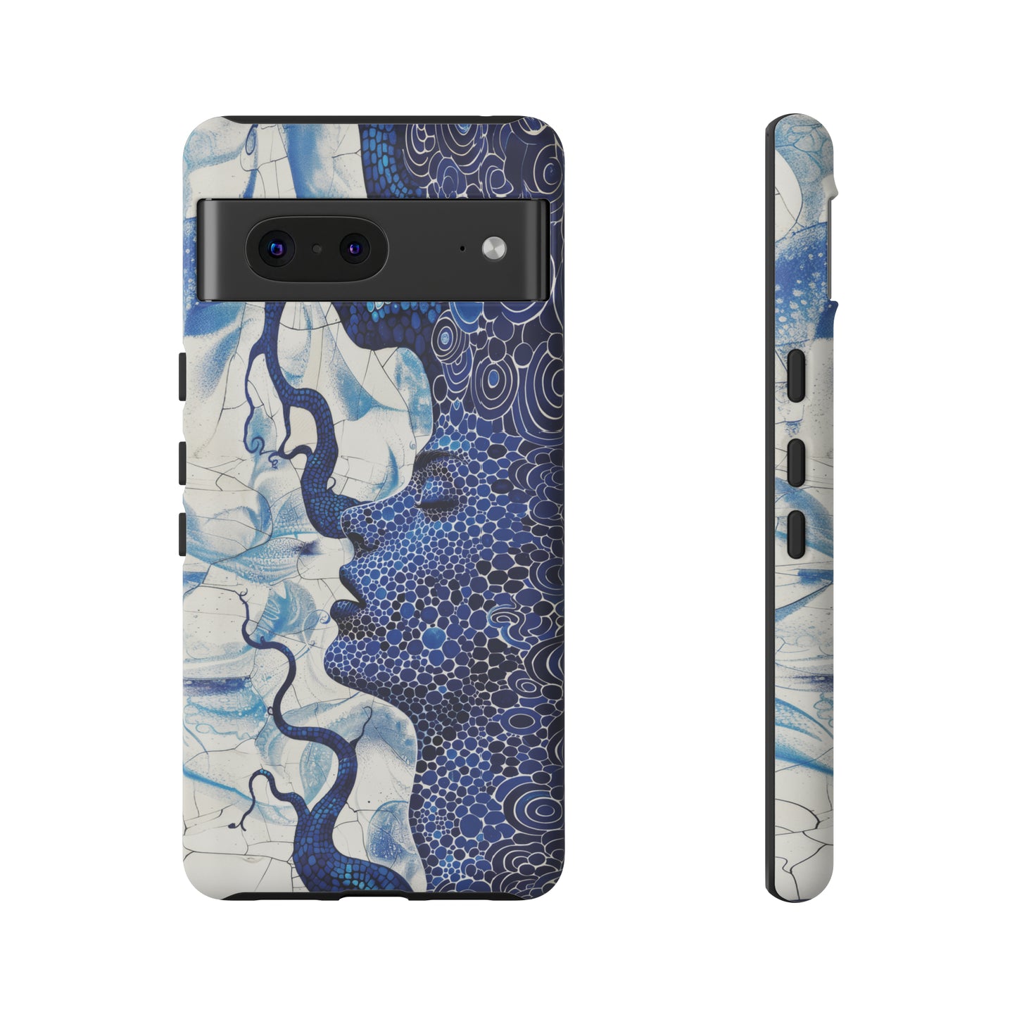 Phone Case, blue woman Artistic design, Tough Case, Colorful whimsical fantasy design, iPhone 15, 14, 13, 12, 11, Samsung, Pixel