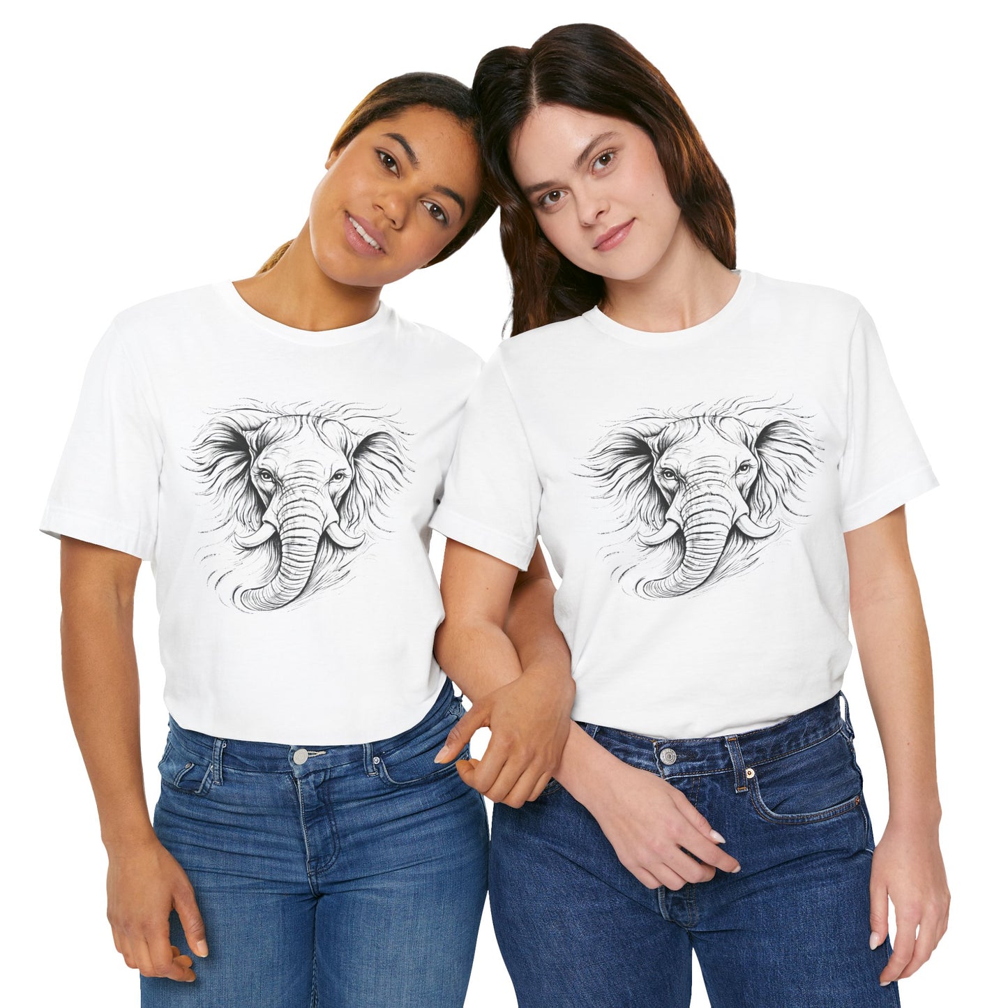 Elephant Sketch T-Shirt — Detailed Hand-Drawn in charcoal style, Elephant Graphic Tee