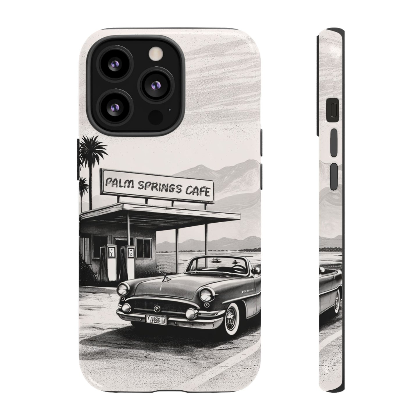 Vintage Palm Springs Cafe Phone Case – Retro Convertible Roadtrip Design