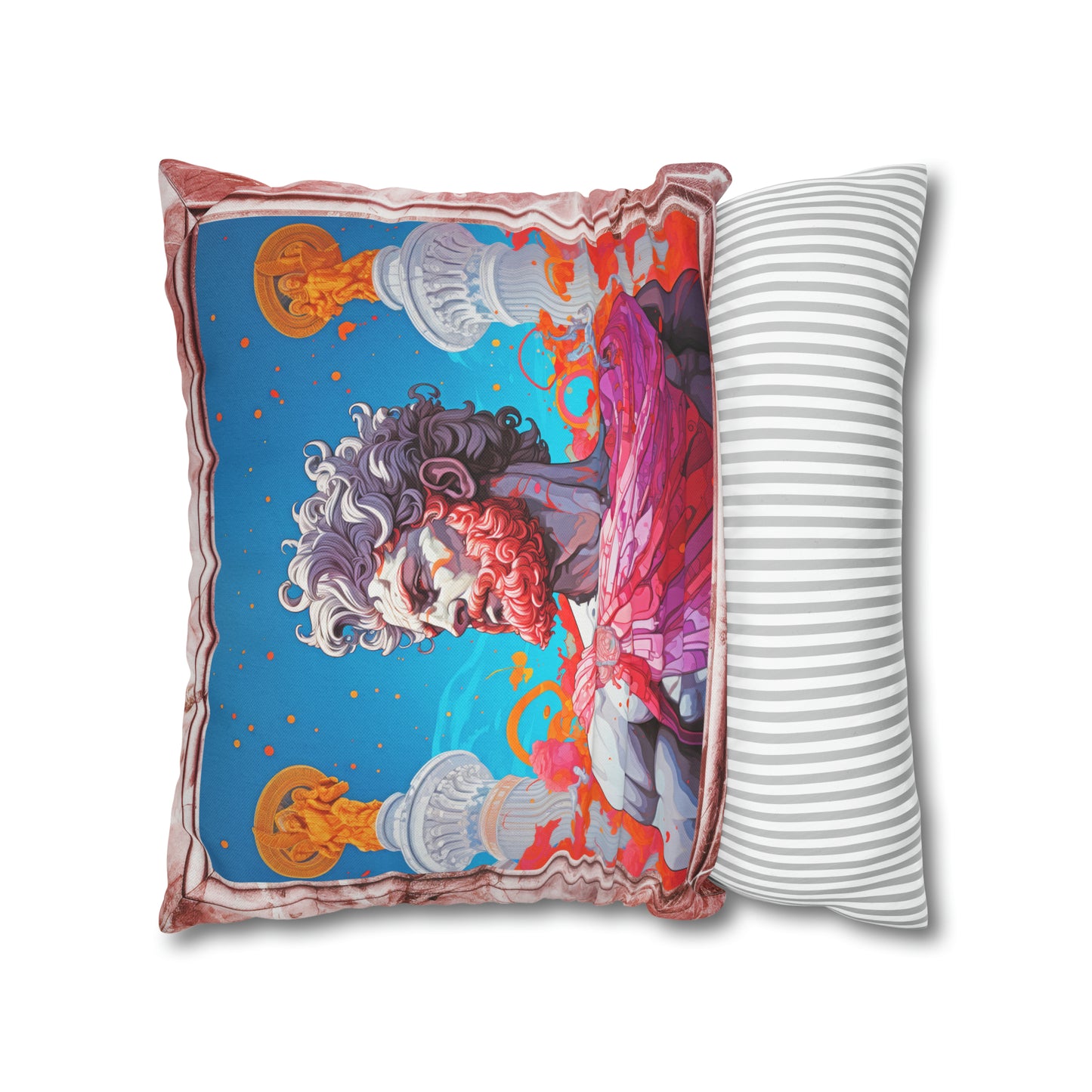 Hercules in pink toga and faux marble frame 18"x18"  Square Pillow Case