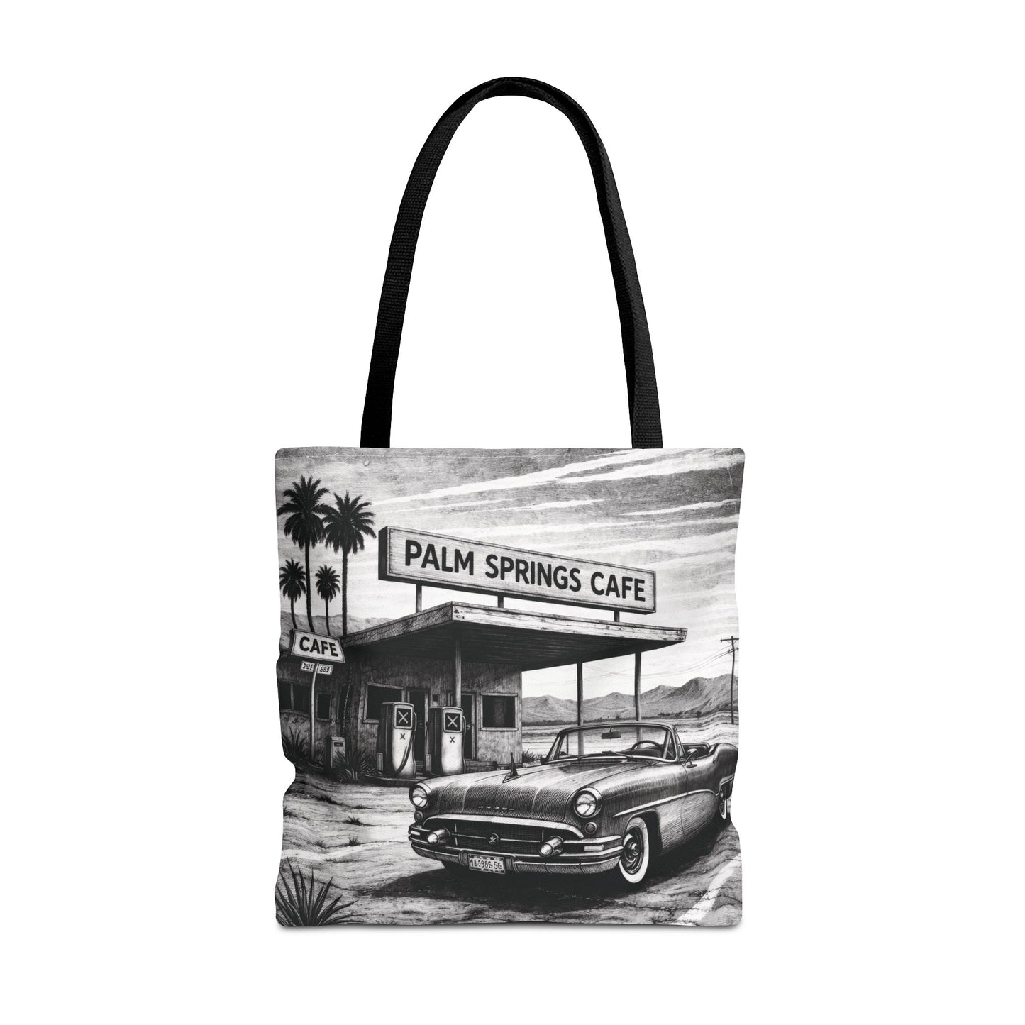 Vintage Palm Springs Cafe Tote Bag – Retro Diner Road Trip Canvas Tote