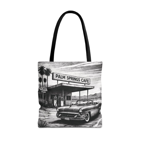 Vintage Palm Springs Cafe Tote Bag – Retro Diner Road Trip Canvas Tote