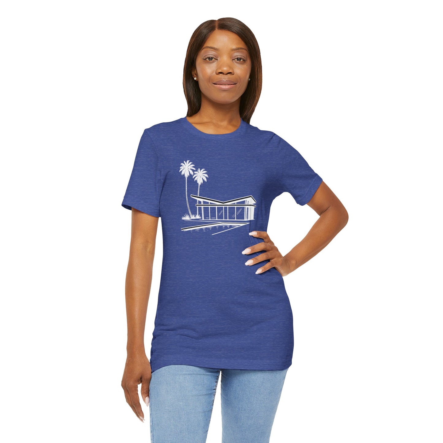 Mid-Century Modern House Tee Mid Century Icons series— Palm Tree Architectural Graphic Shirt, Mid Century modern, Palm Springs