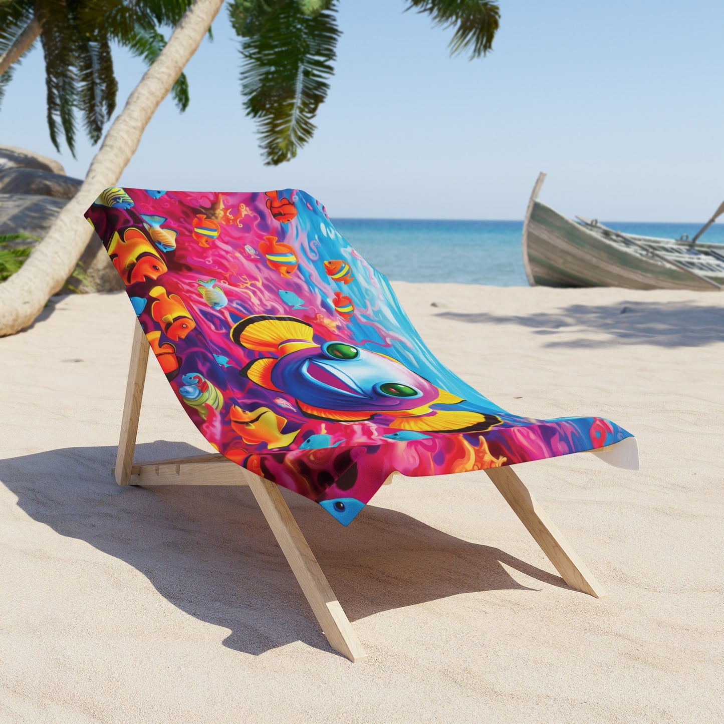 Kids Neon clownfish Beach Towel in two sizes