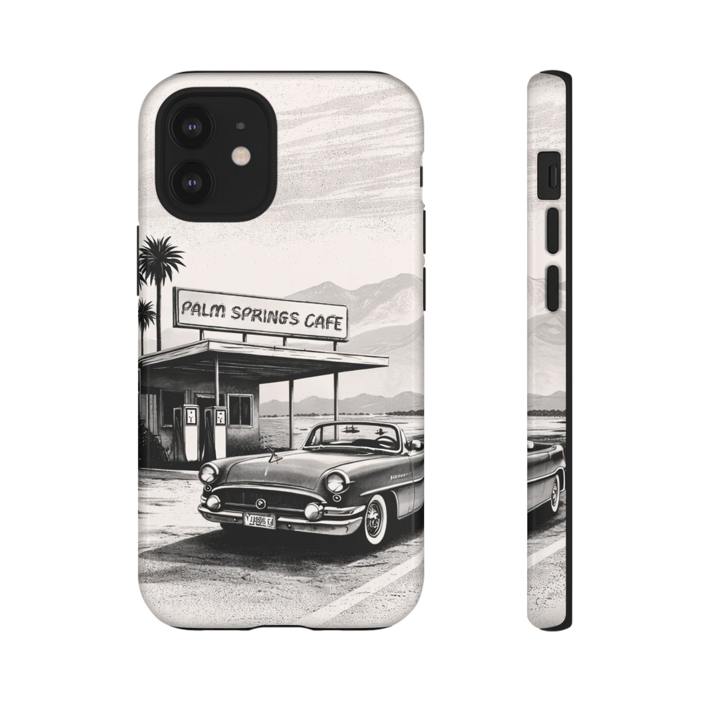 Vintage Palm Springs Cafe Phone Case – Retro Convertible Roadtrip Design