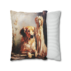 Square Pillow Case 18" x 18", CASE ONLY, no pillow form, original Art ,a Beautiful Painting of a Pair of Golden Retrievers