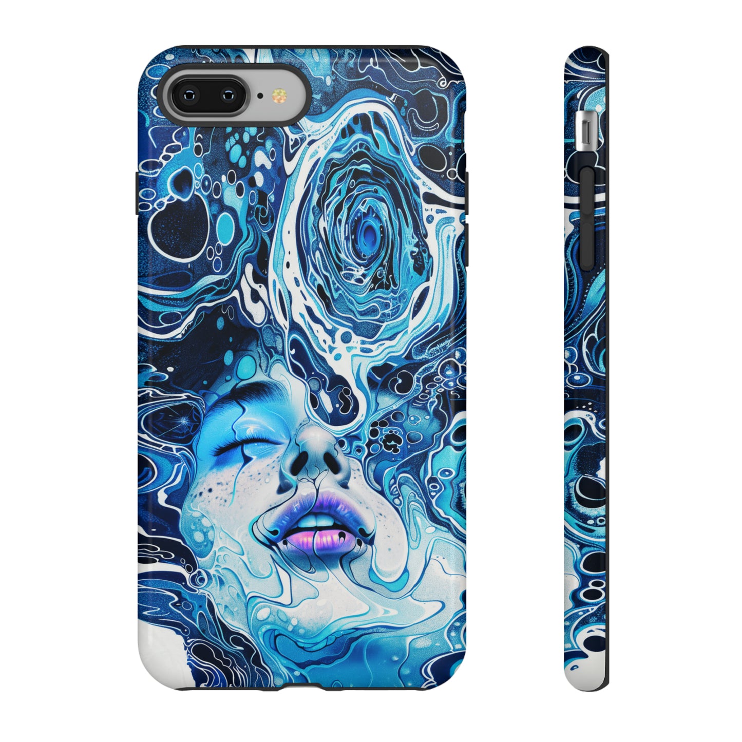 Phone Case, whimsical water fantasy design, blue woman in water, Artistic design, Tough Case, , iPhone 15, 14, 13, 12, 11, Samsung, Pixel