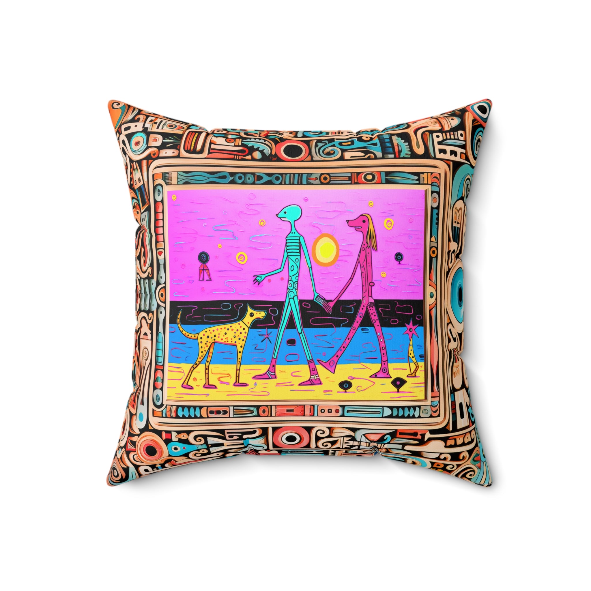 Couple on the  Beach Square Pillow