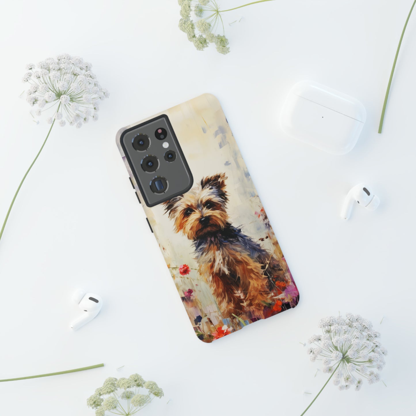 Yorkie in flowers Tough Cases