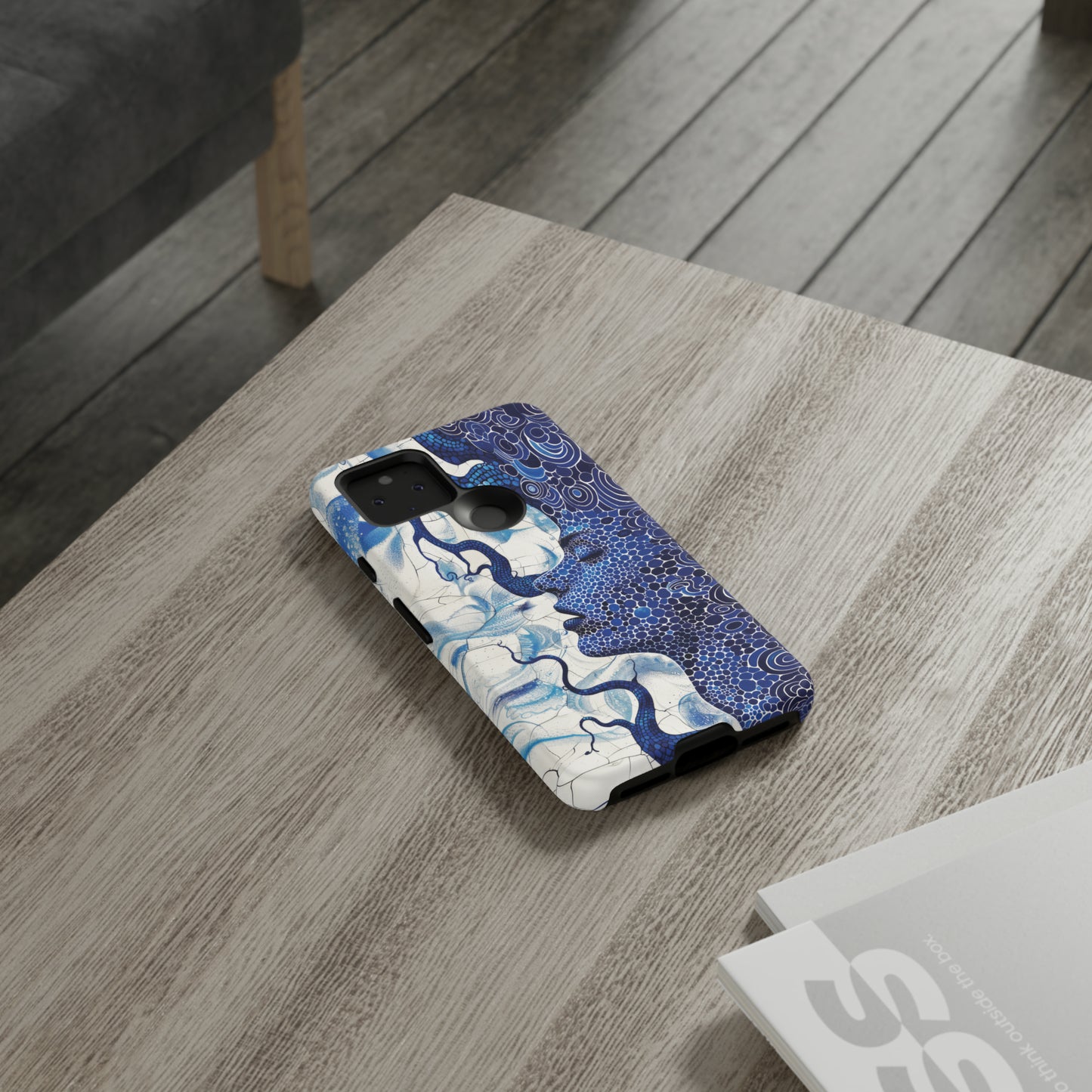 Phone Case, blue woman Artistic design, Tough Case, Colorful whimsical fantasy design, iPhone 15, 14, 13, 12, 11, Samsung, Pixel