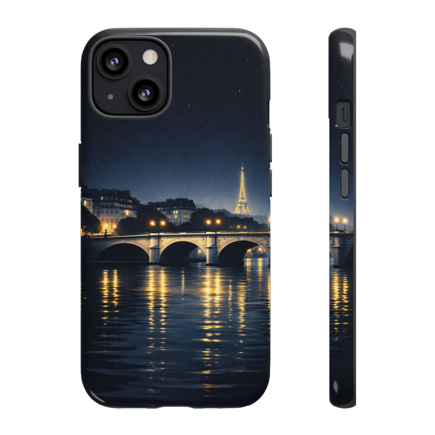 Paris Night Skyline Tough Phone Case — Eiffel Tower Reflections