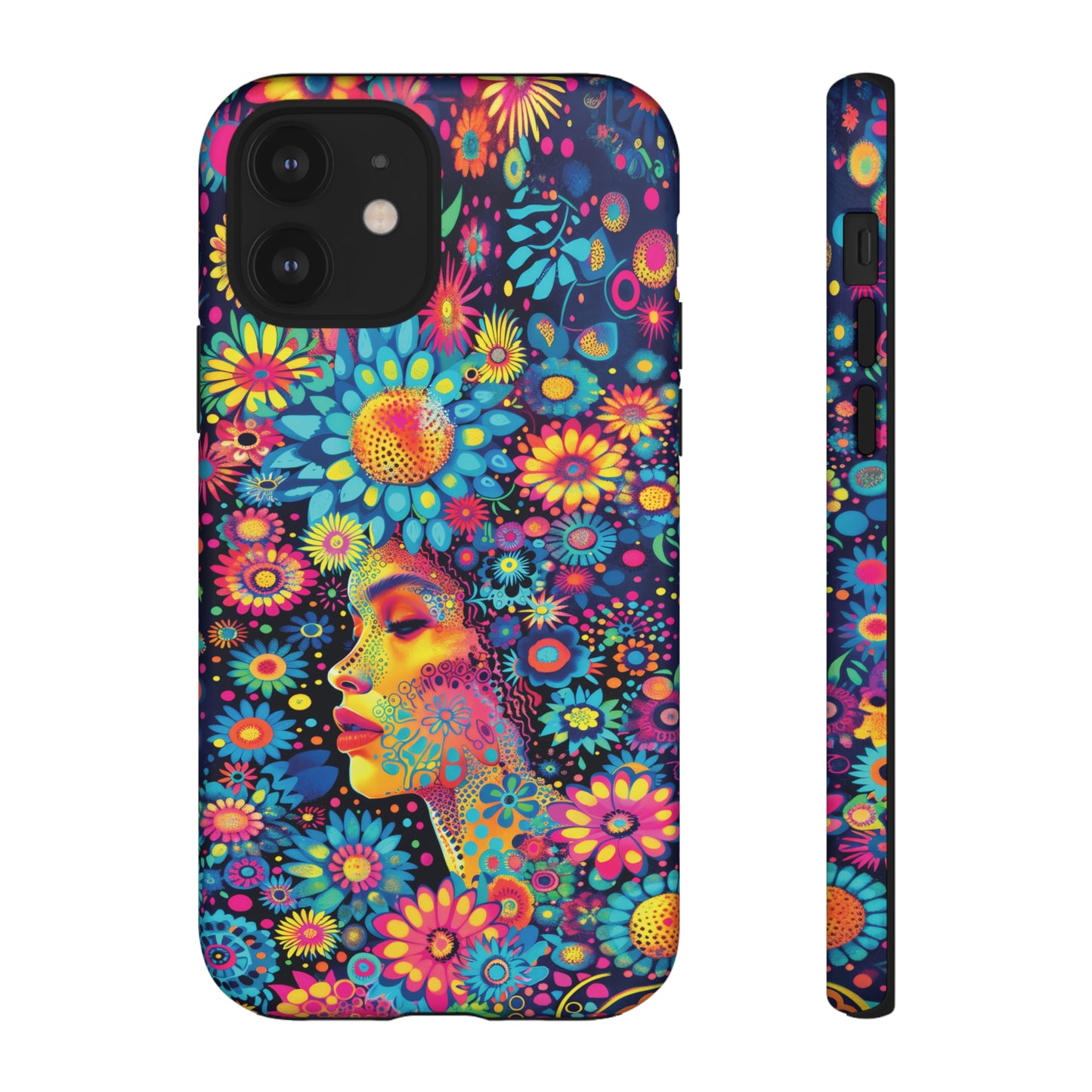 Phone Case, whimsical flower girl, Artistic design, Tough Case, Colorful flower fantasy design, iPhone 15, 14, 13, 12, 11, Samsung, Pixel