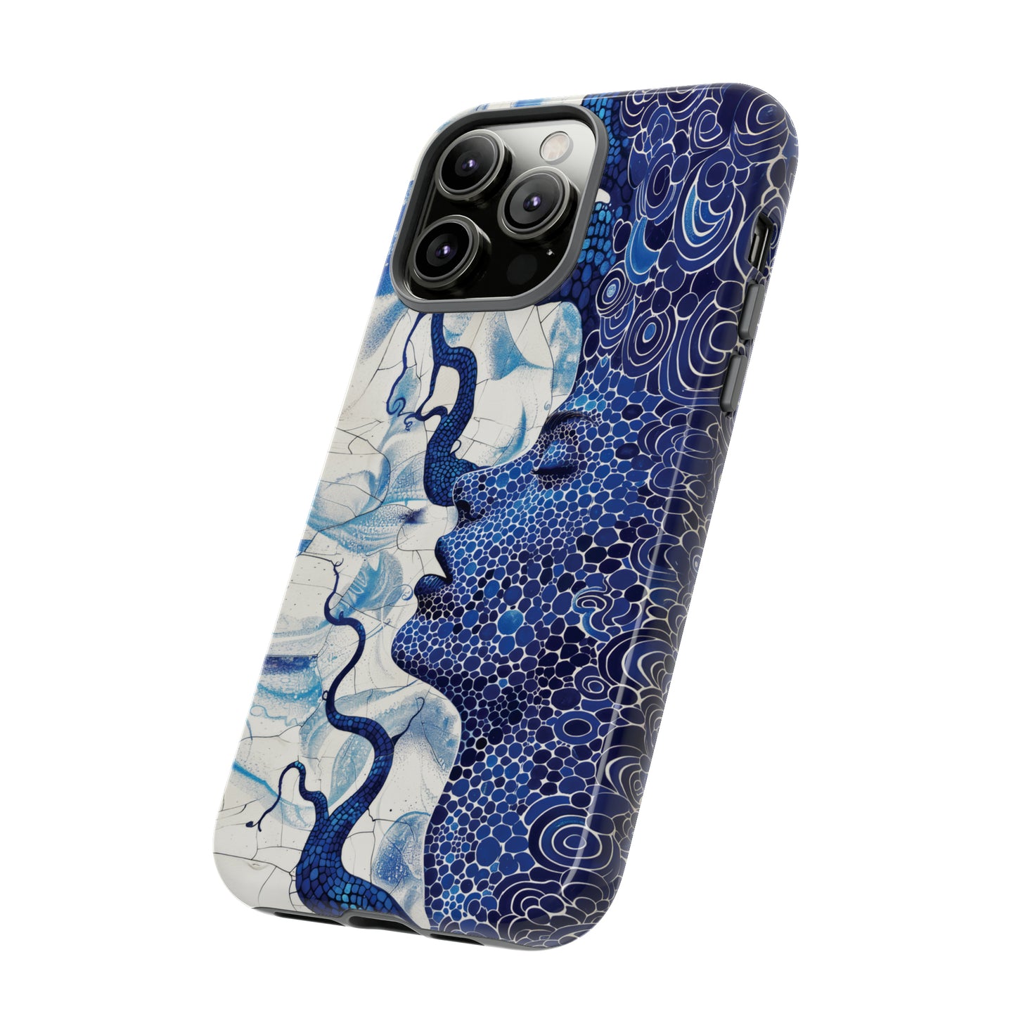 Phone Case, blue woman Artistic design, Tough Case, Colorful whimsical fantasy design, iPhone 15, 14, 13, 12, 11, Samsung, Pixel